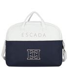 White & Navy Blue Logo Baby Changing Bag, 1, hi-res