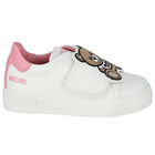 Girls White Embellished Teddy Logo Trainers, 1, hi-res
