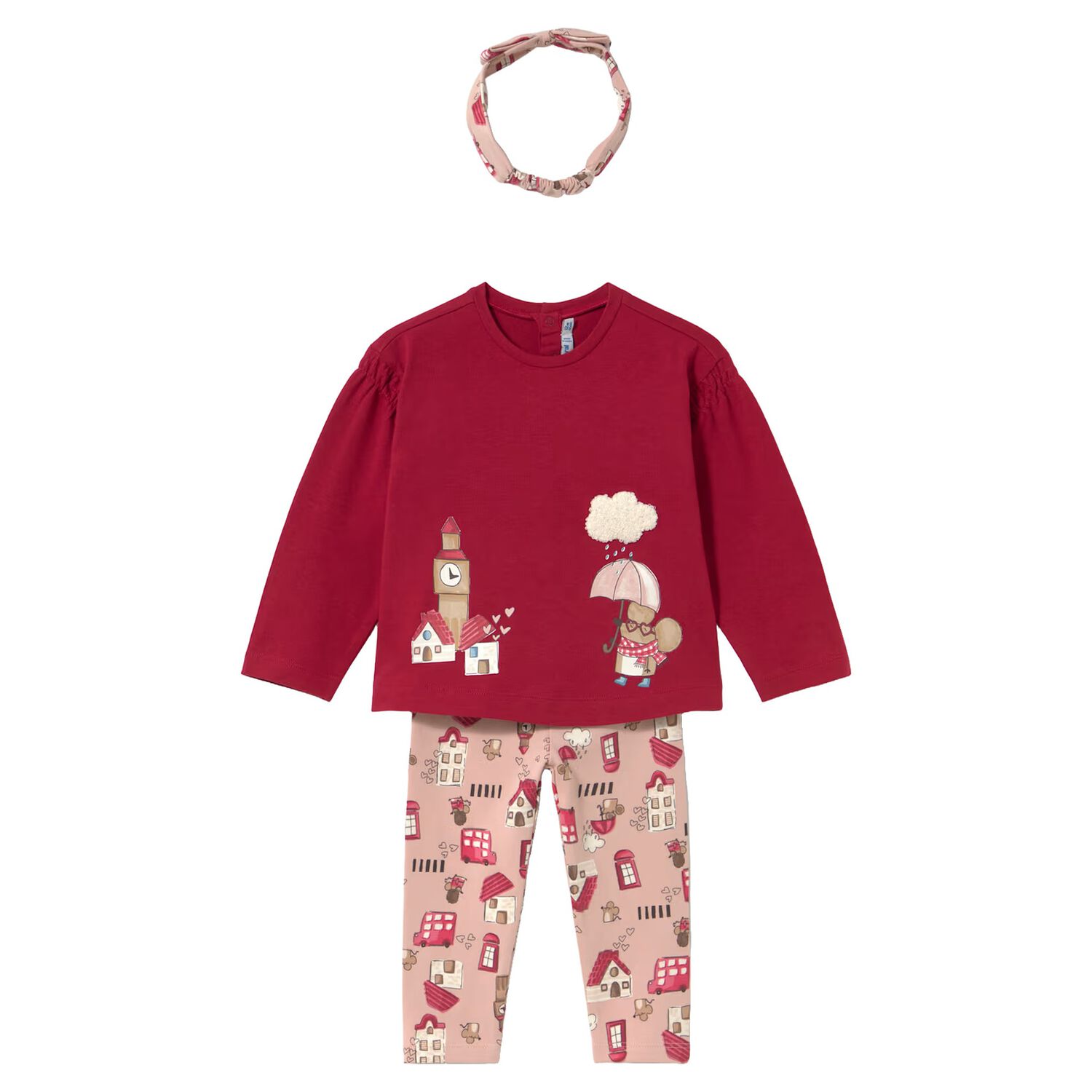 Younger Girls Red & Pink Leggings Set, 1, hi-res