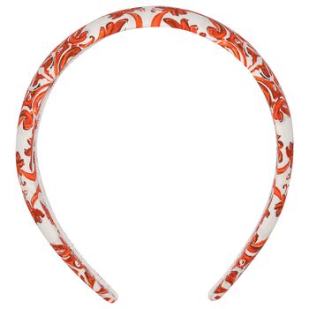 Girls White & Orange Majolica Headband