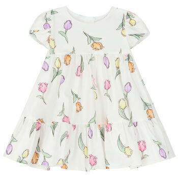 Younger Girls White Tulip Dress