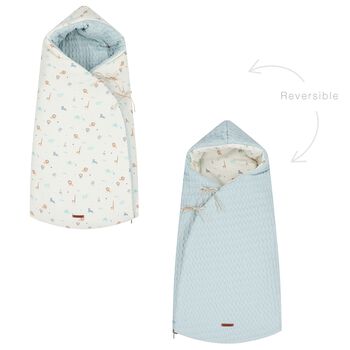 Ivory & Blue Safari Hooded Reversible Baby Nest