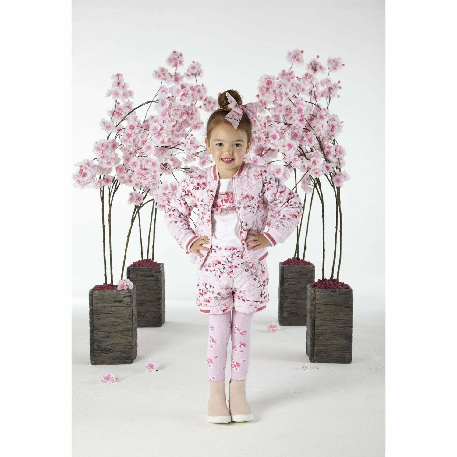 جاكيت بالزهور باللون الوردى للبنات, 1, hi-res