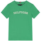 تيشيرت أولاد بالشعار باللون الاخضر, 1, hi-res