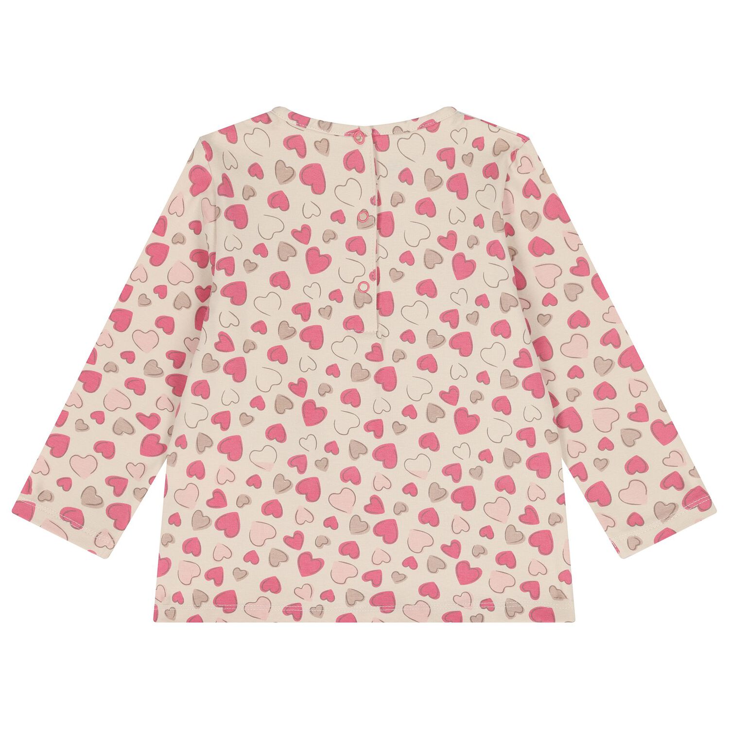 Younger Girls Beige Hearts Long Sleeve Top, 1, hi-res image number null