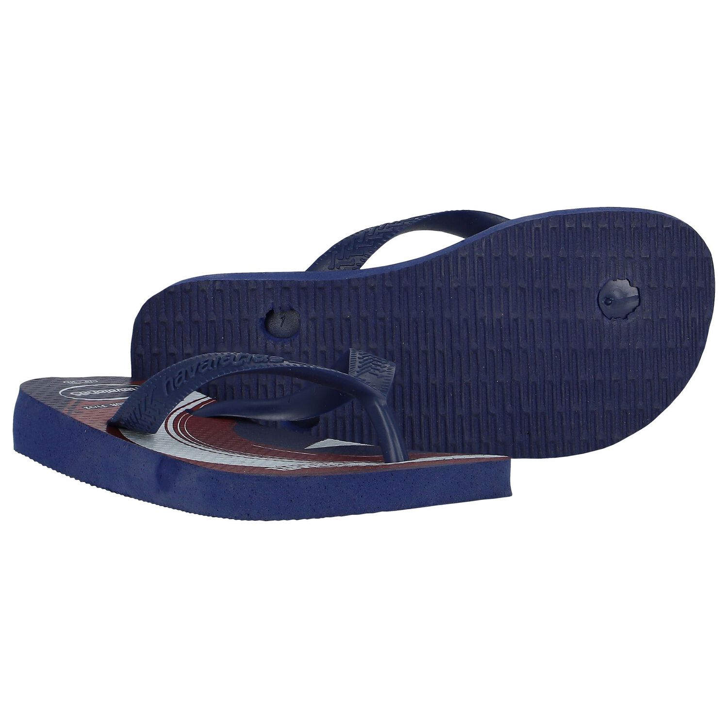 Boys Navy Blue Marvel Logo Flip Flops, 1, hi-res image number null