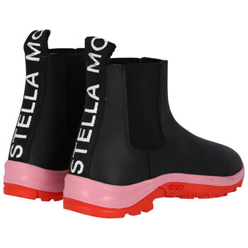 Girls Black Logo Boots