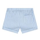 Baby Boys White & Blue  Striped Shorts & Hat Set , 1, hi-res
