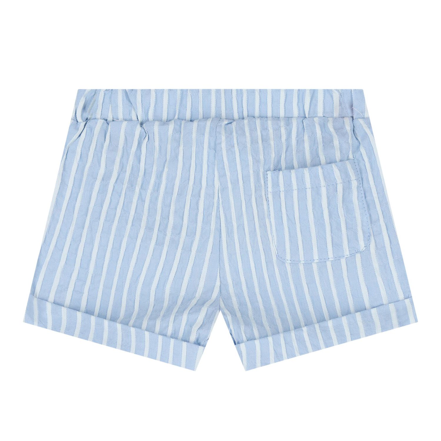 Baby Boys White & Blue  Striped Shorts & Hat Set , 1, hi-res