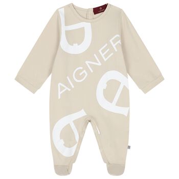Beige Logo Babygrow