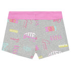 Girls Grey & Pink Logo Shorts, 1, hi-res