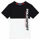 Older Boys White & Black Logo T-Shirt, 1, hi-res