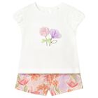Younger Girls Ivory & Lilac Floral Shorts Set, 1, hi-res