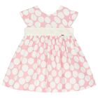 Younger Girls Pink Polka Dot Dress, 1, hi-res