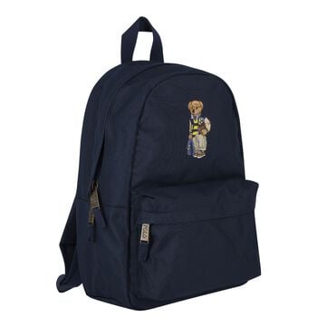 Boys Navy Blue Canvas Polo Bear Backpack ( 40cm )