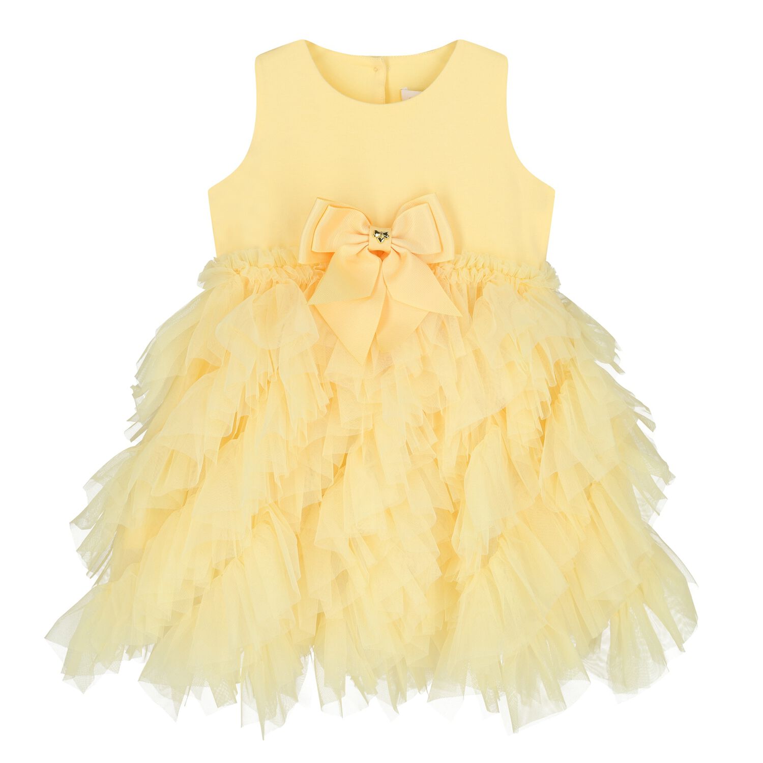 Baby Girls Yellow Tulle Ruffles Dress, 2, hi-res