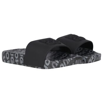 Boys Black & Grey Logo Sliders