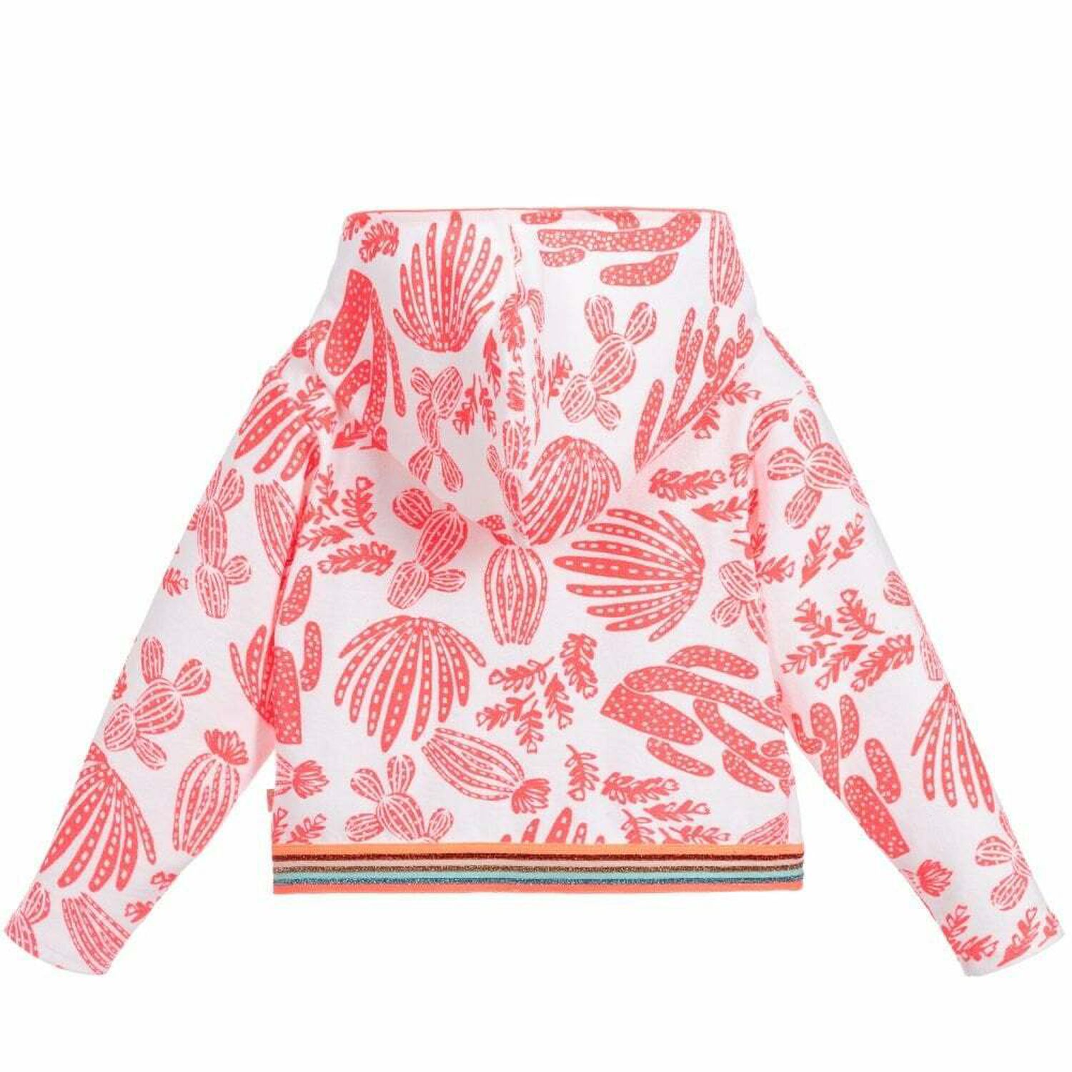 Girls White & Neon Pink Zip Up Top, 1, hi-res image number null