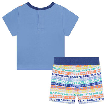 Younger Boys Blue Crossbody Bag Shorts Set