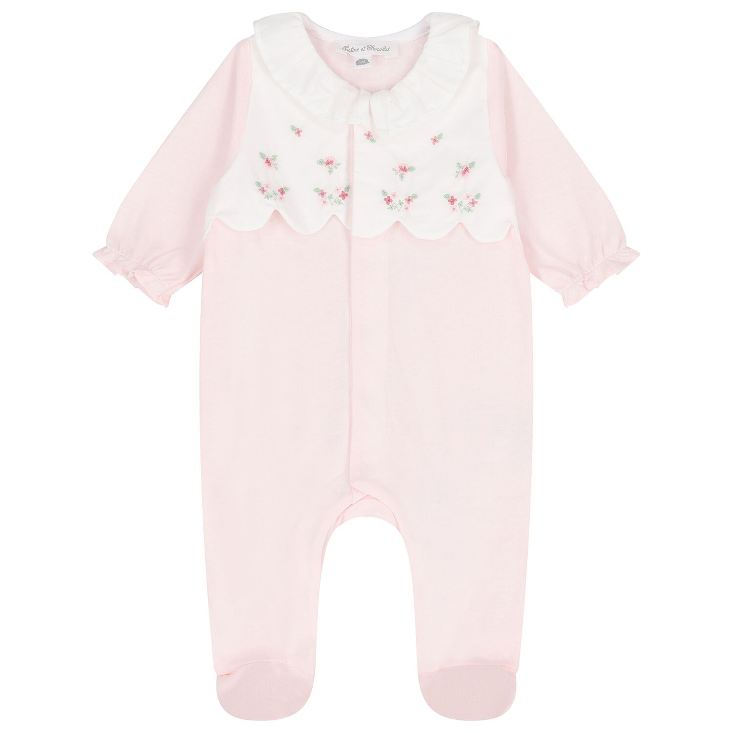 Girls Pale Pink Floral Babygrow, 1, hi-res image number null