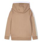 Boys Beige Logo Hooded Zip Up Top, 2, hi-res