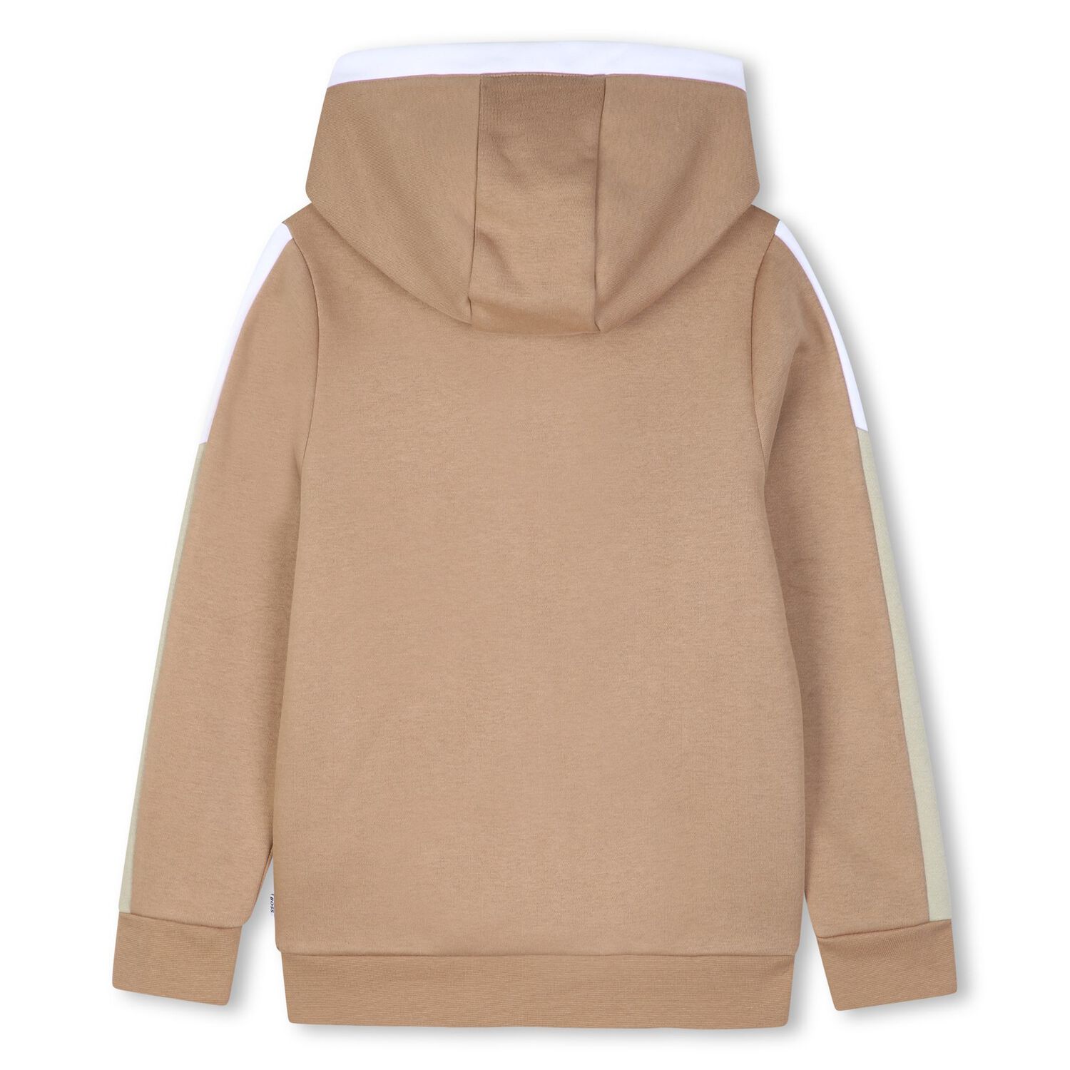 Boys Beige Logo Hooded Zip Up Top, 2, hi-res