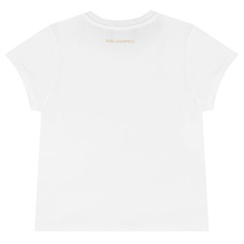 Girls White & Gold Logo T-Shirt