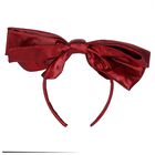 Girls Metallic Red Bow Headband, 2, hi-res