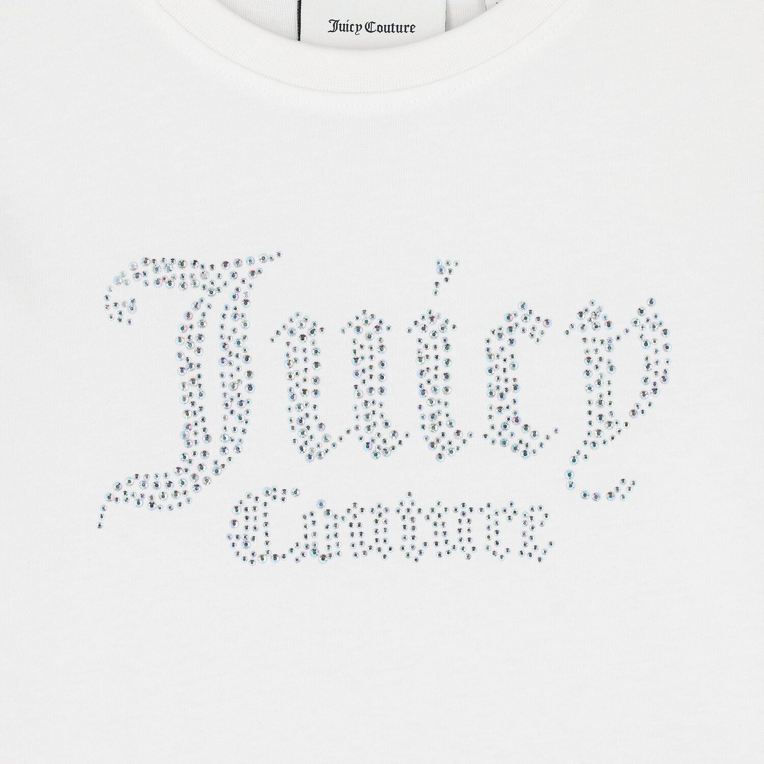 Girls White Crystal Embellished Diamant&eacute; Logo T-Shirt, 1, hi-res