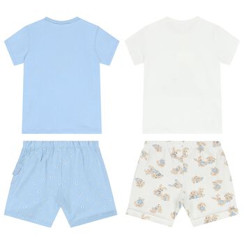Baby Boys White & Blue Shorts Set ( 2-Pack )
