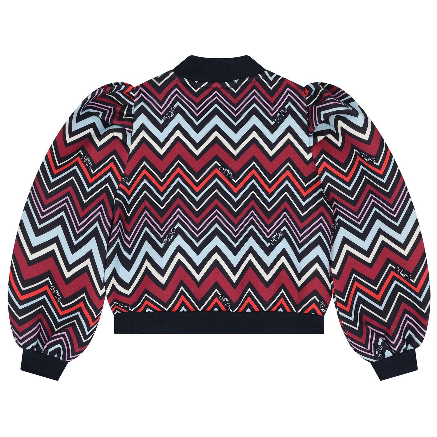 Girls Multi-Coloured Zig Zag Bomber Jacket, 1, hi-res