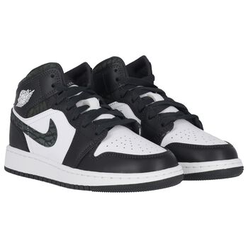 Black, Green & White Air Jordan 1 Mid Trainers