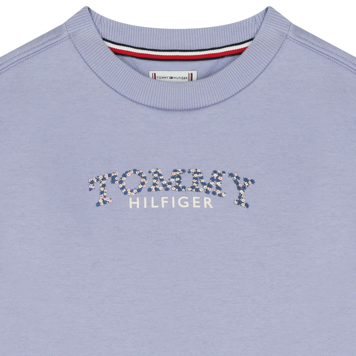 Girls Blue Floral Logo Sweatshirt Dress, 2, hi-res