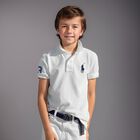 Boys White Logo Polo Shirt, 1, hi-res