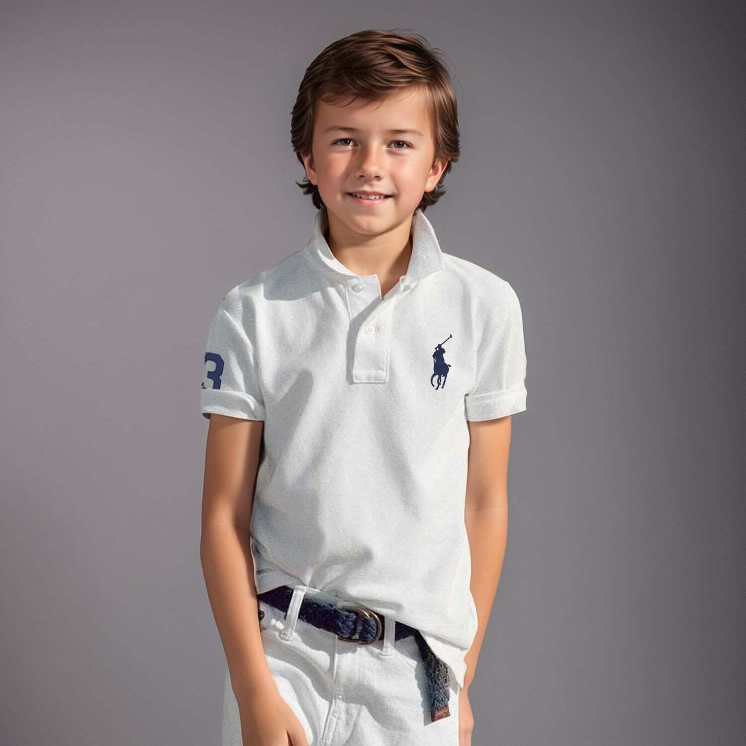 Boys White Logo Polo Shirt, 1, hi-res image number null