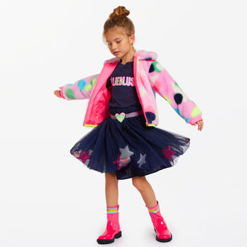 Girls Navy Blue Heart & Star Tulle Skirt