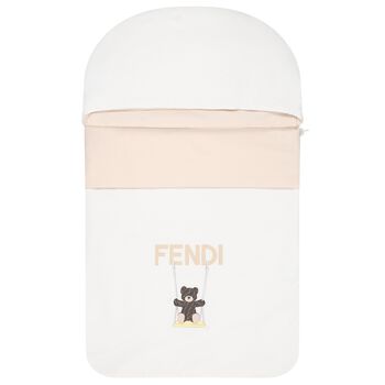 White & Beige Teddy Bear Logo Baby Nest