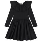 Girls Black Ruffled Dress , 2, hi-res