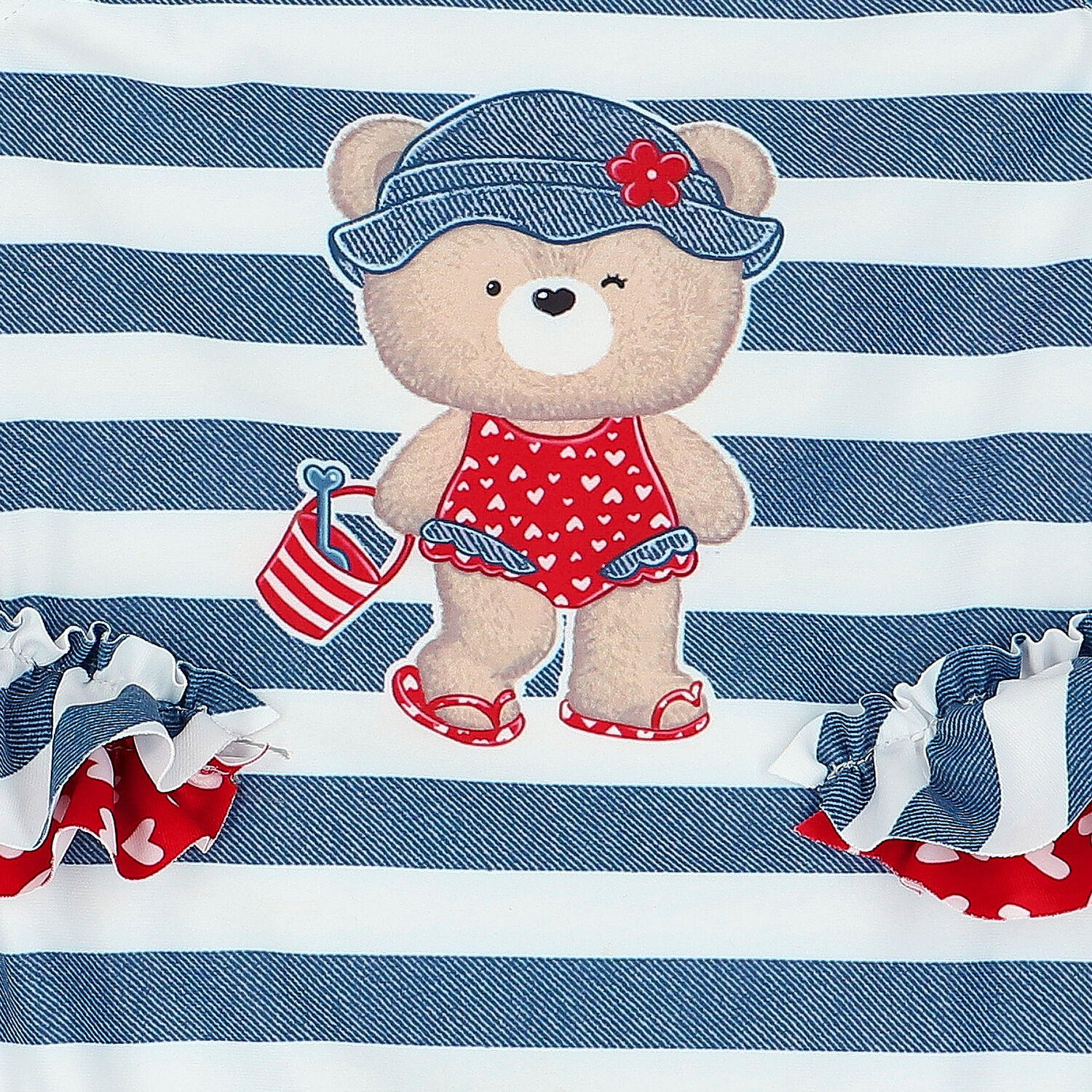 Younger Girls Blue & White Swimsuit Set, 1, hi-res