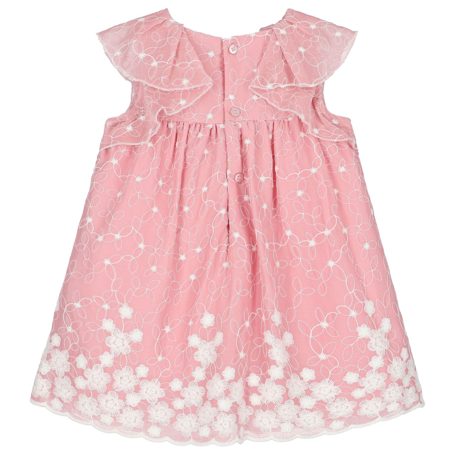 Younger Girls Pink Embroidered Dress, 1, hi-res image number null