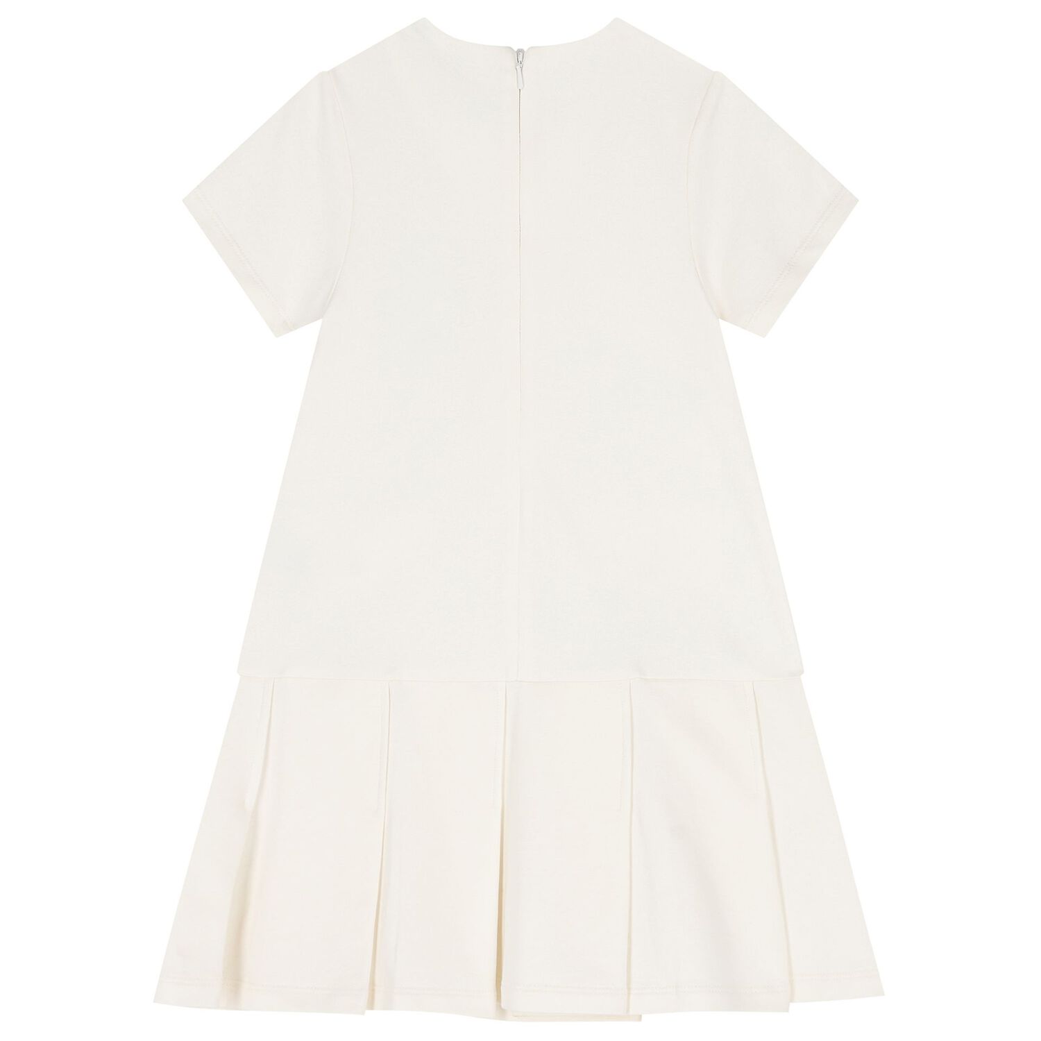 Girls Ivory Logo Pleated Dress, 1, hi-res