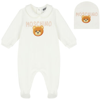 Ivory Teddy Bear Logo Babygrow Gift Set