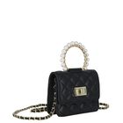 Girls Black Faux Leather Quilted Handbag, 1, hi-res