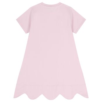Girls Pink Logo Bow Bag Print Dress