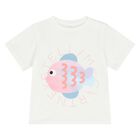 Younger Girls White Fish T-Shirt, 1, hi-res