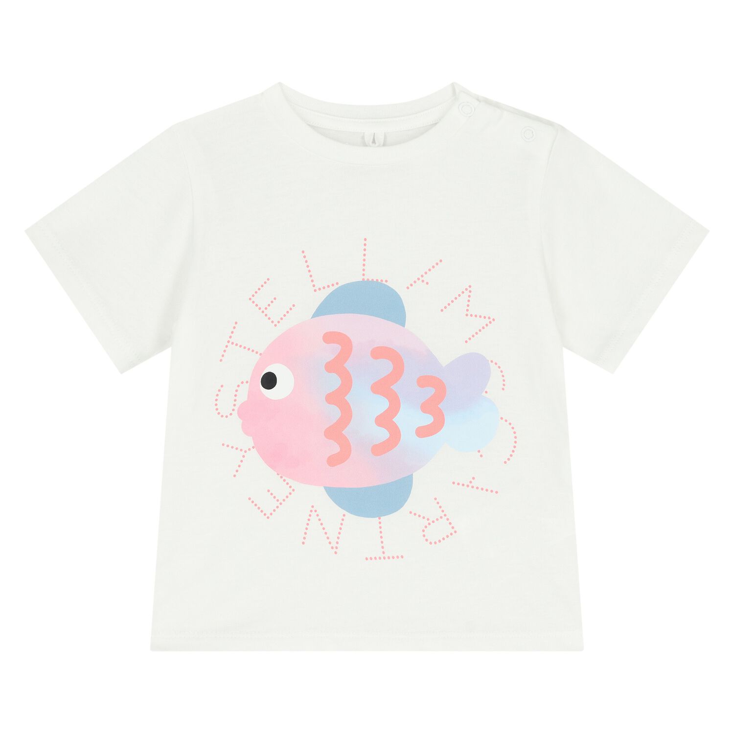 Younger Girls White Fish T-Shirt, 1, hi-res