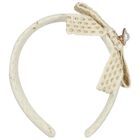 Girls Ivory & Gold Tweed Headband, 1, hi-res