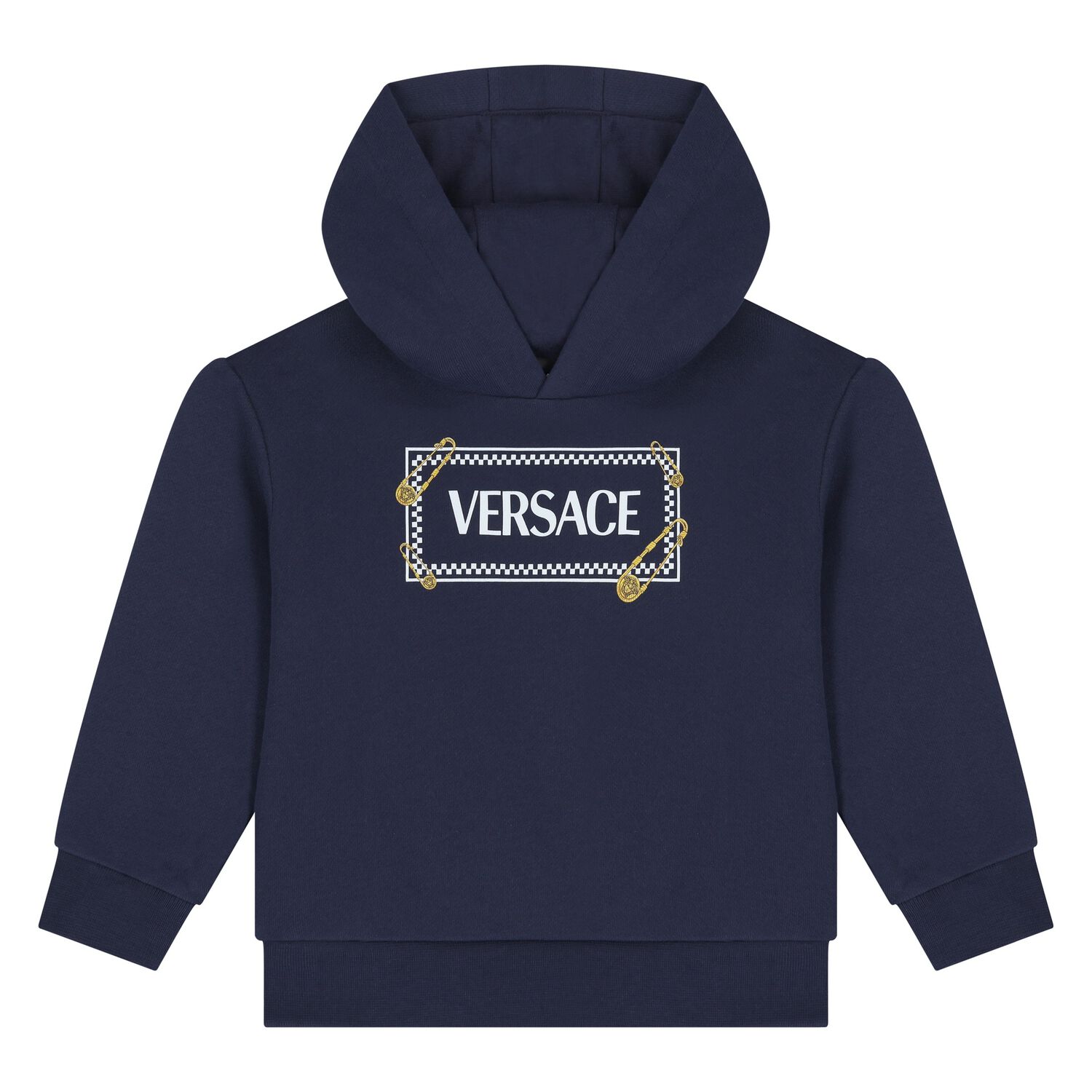 Younger Boys Navy Blue Logo Hooded Top, 1, hi-res