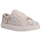 Girls Ivory & Gold Logo Trainers, 1, hi-res