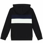 Boys Black Logo Hooded Top, 1, hi-res